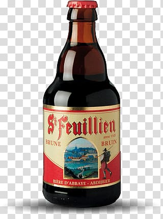 St. Feuillien bottle, St Feuillien Brown Beer transparent background PNG clipart