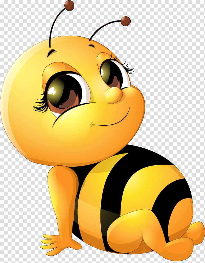 yellow and black bee illustration, Bee Infant , Cute bee transparent background PNG clipart