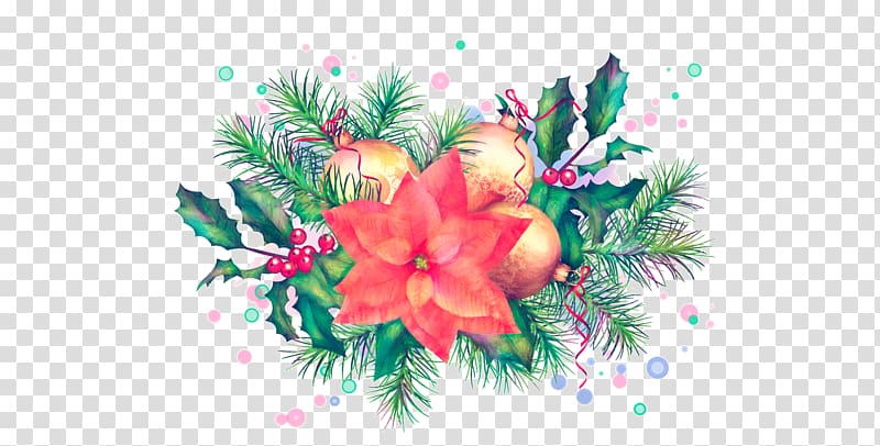 Christmas Art Watercolor painting Floral design, christmas transparent background PNG clipart