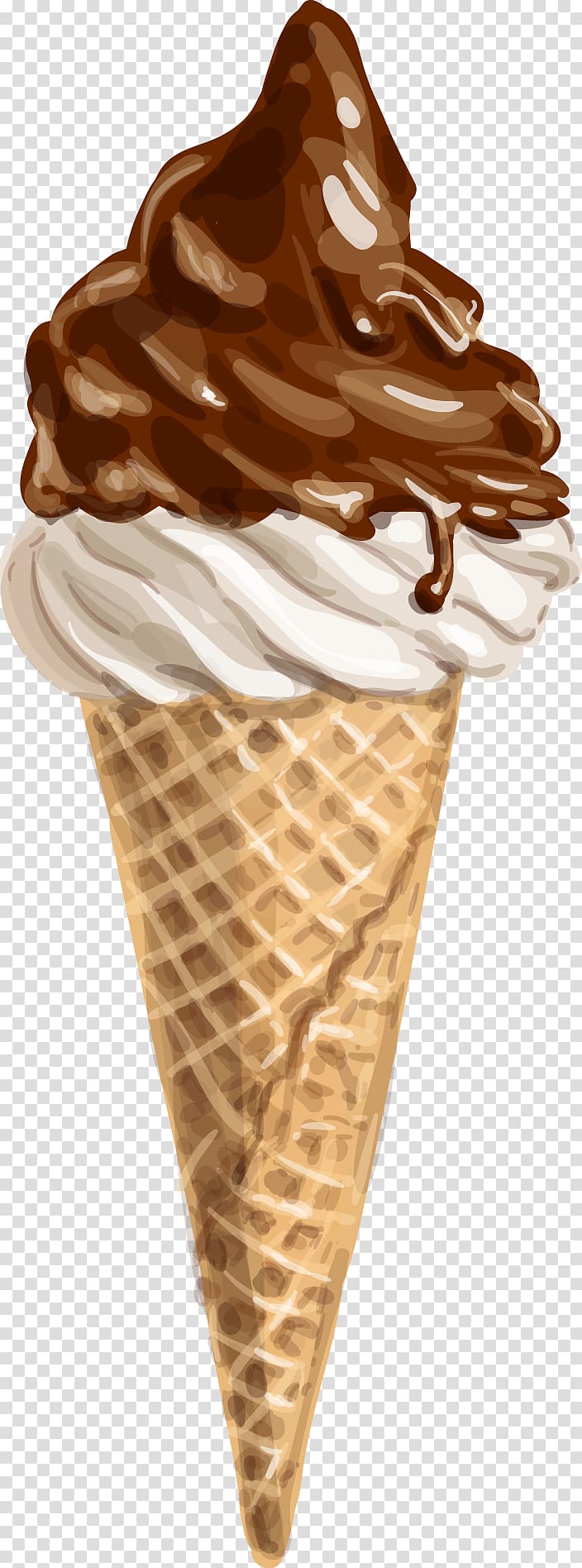chocolate ice cream in cone art, Ice cream cone Chocolate ice cream, hand painted ice cream transparent background PNG clipart