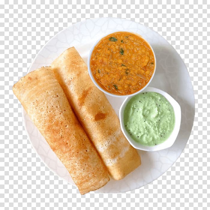 flatbread with dip, Dosa Chutney Indian cuisine Crêpe Idli, rice transparent background PNG clipart