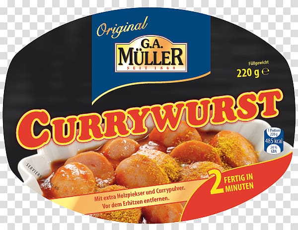 Currywurst Fast food Meatball Junk food G.A. Müller, Frankfurter Würstchen transparent background PNG clipart