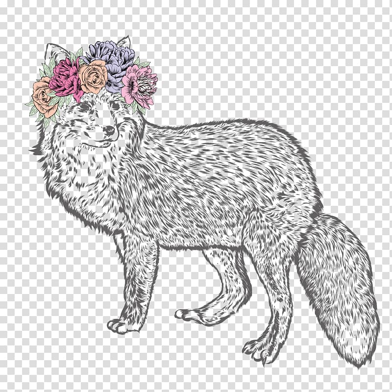 Whiskers Drawing Fox Illustration, Hand-painted fox transparent background PNG clipart