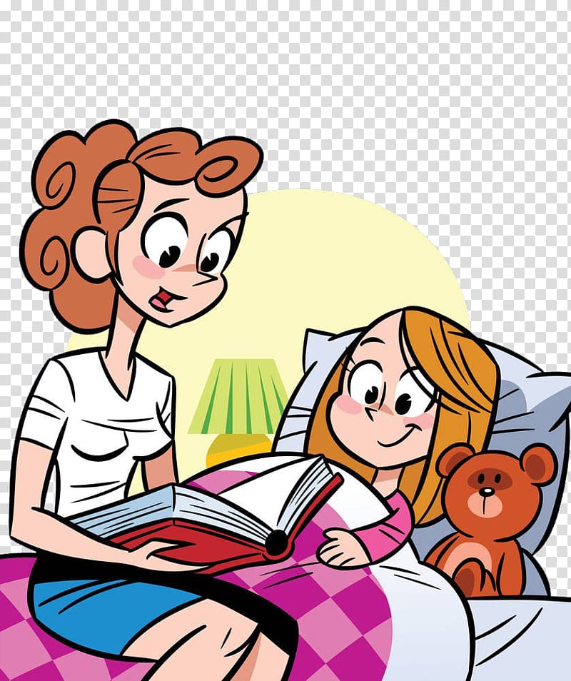 Child Illustration, Mother tells the story of the child transparent background PNG clipart