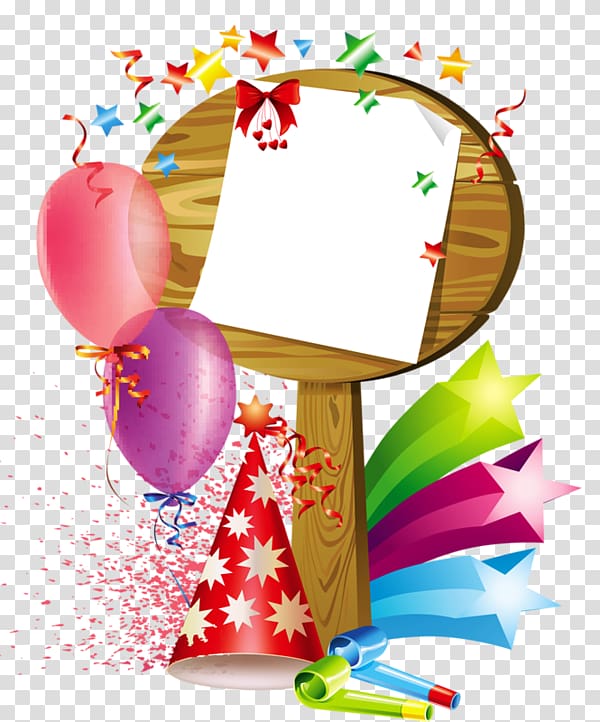 balloons and wooden signs transparent background PNG clipart