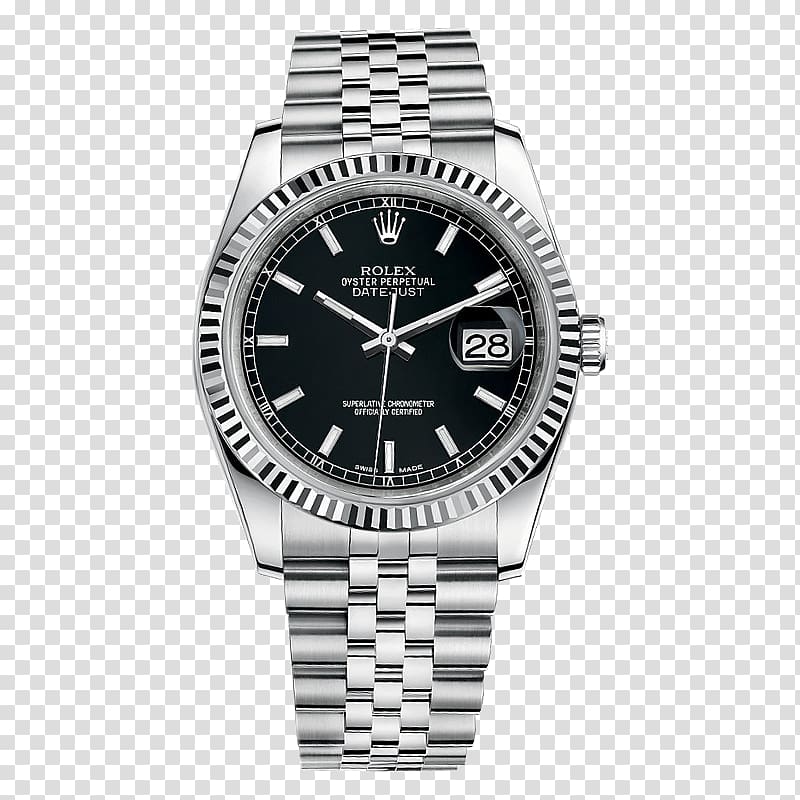 Rolex Datejust Automatic watch Colored gold, Black male watch Rolex watch transparent background PNG clipart