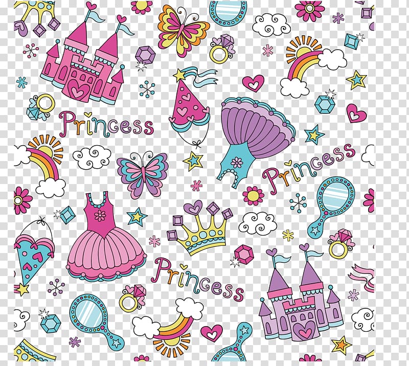 pink and orange princess text , Euclidean , Princess element background material transparent background PNG clipart