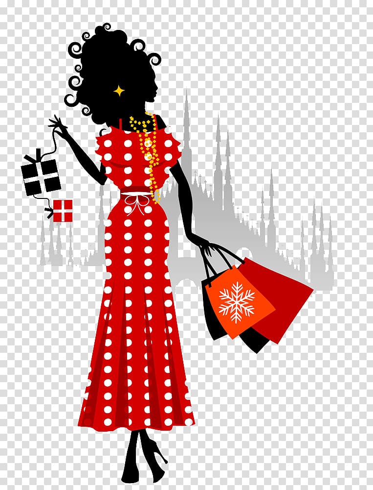 Cartoon Woman Illustration, Shopping woman transparent background PNG clipart