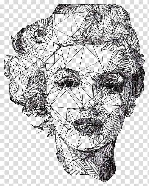 Marilyn Monroe portrait, Portrait Drawing Geometry Artist Illustration, Diamond woman\'s face transparent background PNG clipart
