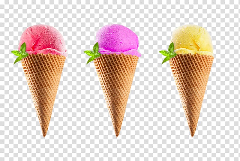 Ice cream cone Sundae, HD tri-color cones transparent background PNG clipart