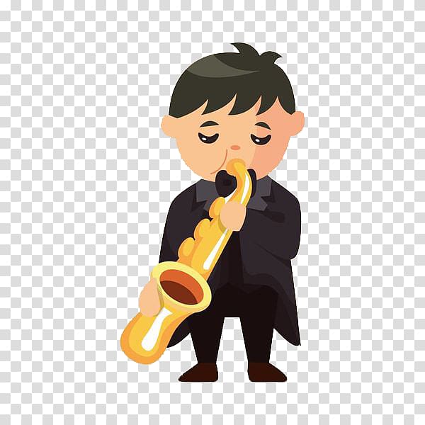 Orchestra Music Illustration, One who plays trumpets transparent background PNG clipart