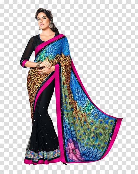 Wedding sari Georgette Kurta Clothing, Bollywood Designer Sarees transparent background PNG clipart