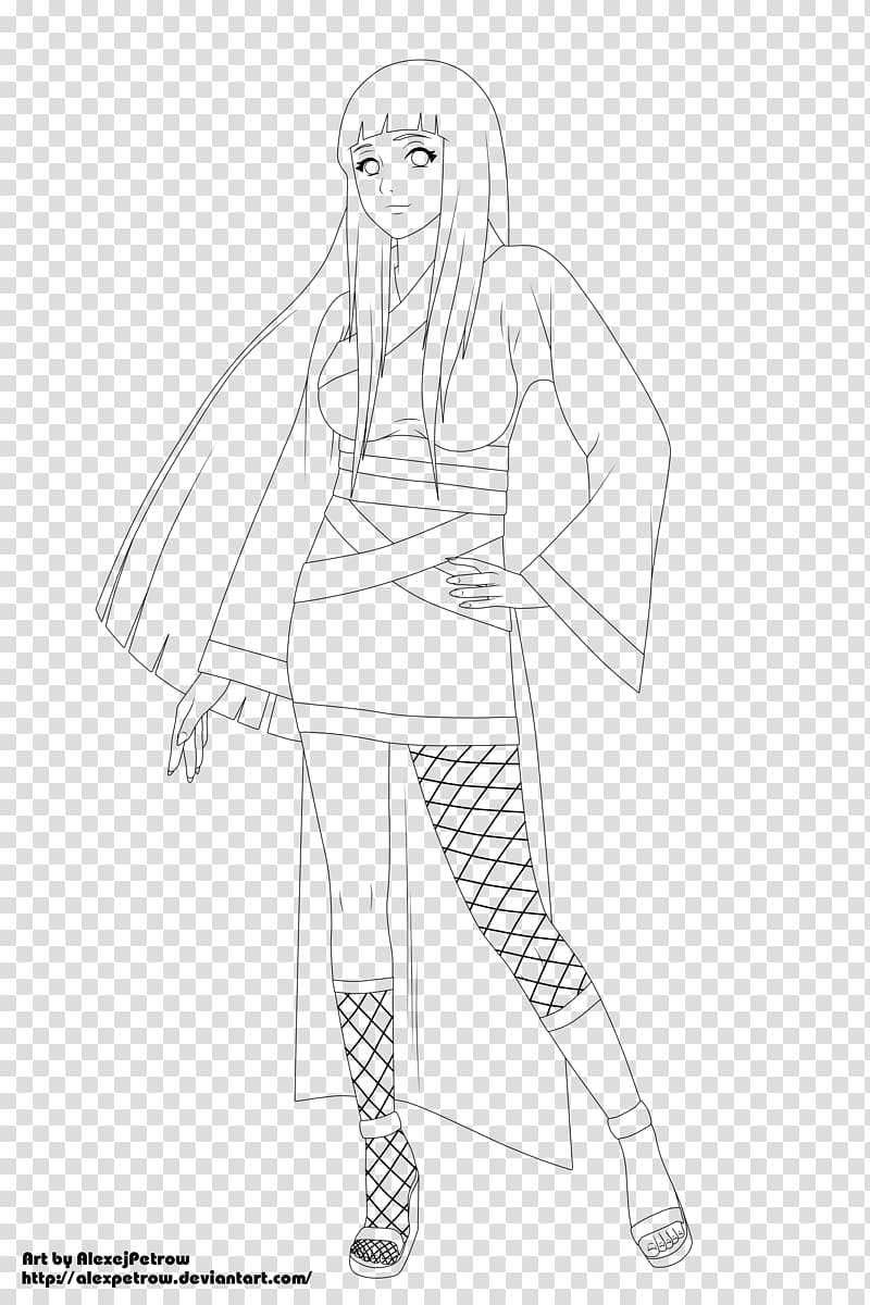 Hinata Hyuga Sakura Haruno Line art Black and white Sketch, naruto transparent background PNG clipart