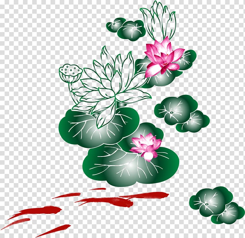 Heye Nelumbo nucifera, Chinese style lotus,Lotus leaf,fish transparent background PNG clipart