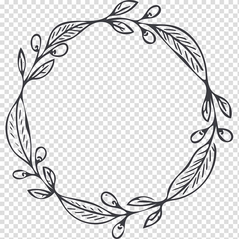 Wreath Drawing , Hand painted plants transparent background PNG clipart