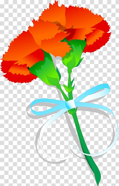 Carnation, Painted orange ribbon flower pattern transparent background PNG clipart