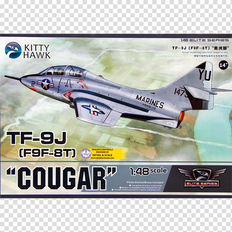 Fighter aircraft Grumman F-9 Cougar Grumman F9F Panther McDonnell F2H Banshee USS Kitty Hawk, Grumman F9f Panther transparent background PNG clipart