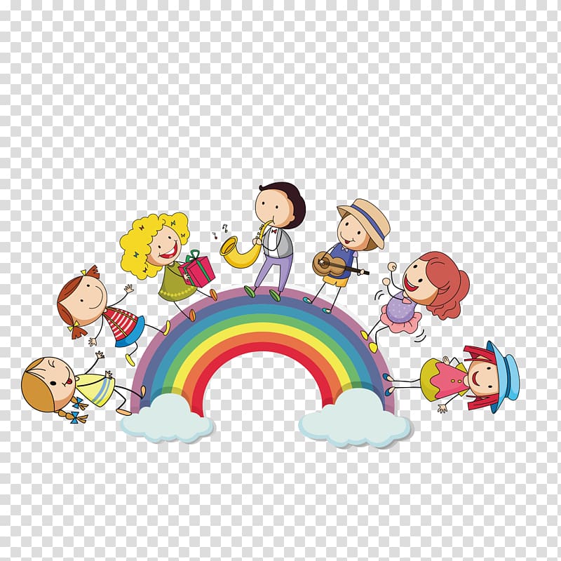 Rainbow Child Illustration, cartoon rainbow child transparent background PNG clipart