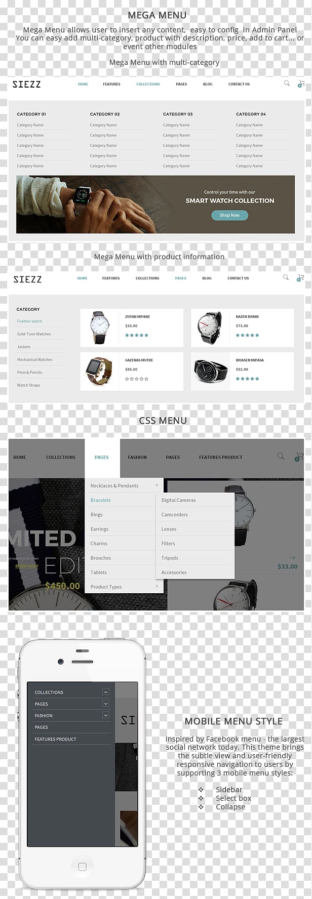 Responsive web design Brand Siezz Font, menu template transparent background PNG clipart