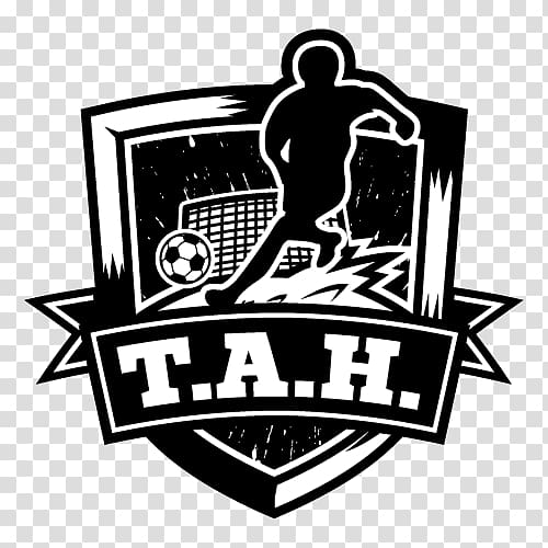 black and white T.A.H logo, Logo Futsal Brand Label, design transparent background PNG clipart