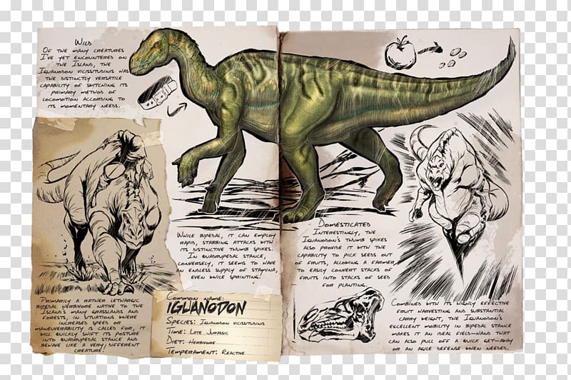 Iguanodon ARK: Survival Evolved Parasaurolophus Dinosaur Ichthyornis, creatures transparent background PNG clipart