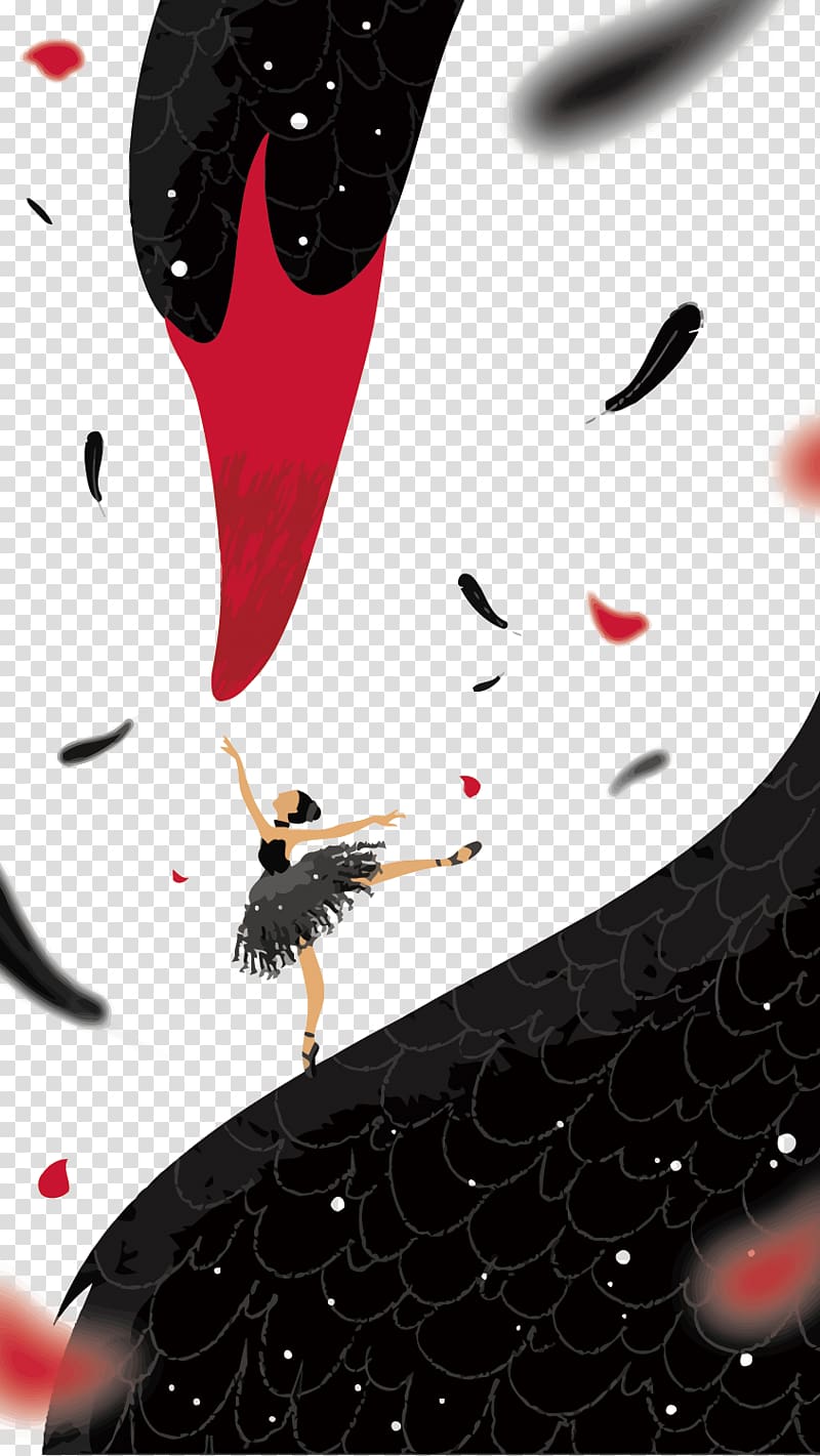 Illustration, Black Swan Dancer transparent background PNG clipart