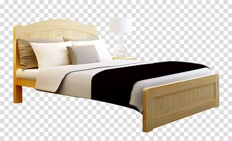 Bed frame Wood Furniture, Simple wooden single bed transparent background PNG clipart