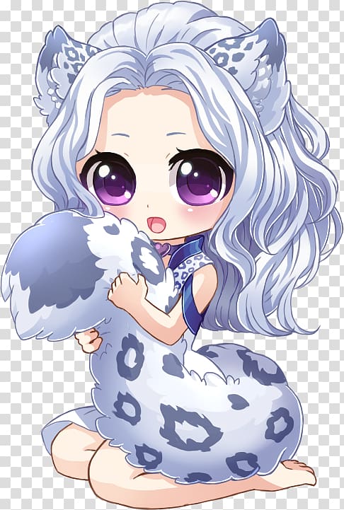 Chibi Catgirl Drawing Anime Kavaii, kawaii, purple, cg Artwork png | PNGEgg