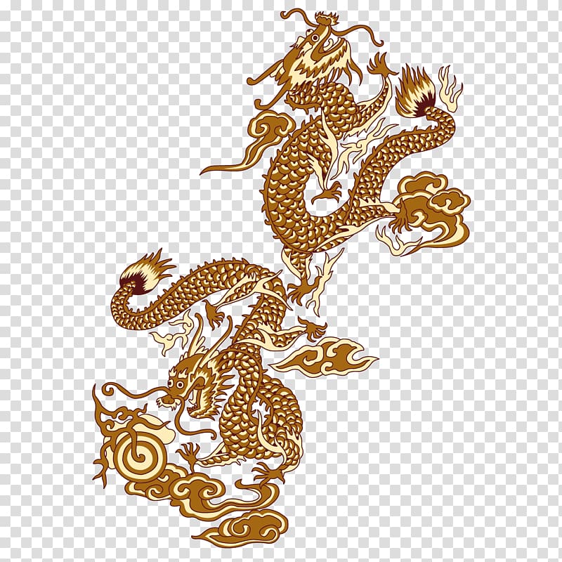 China Chinese dragon, Golden Chinese wind dragon material transparent background PNG clipart