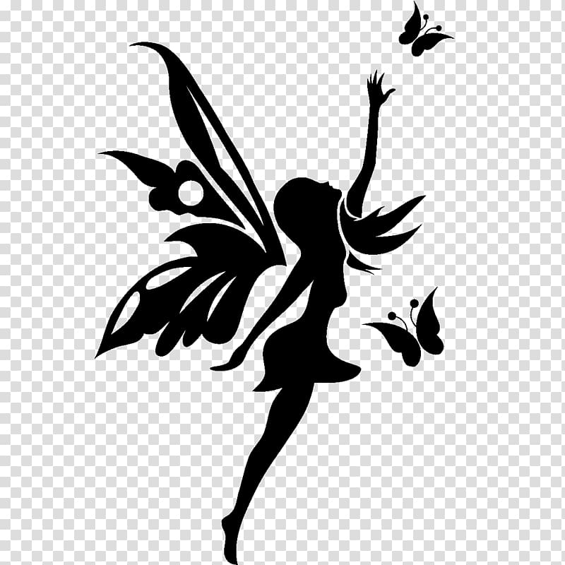 fairy illustration, Tinker Bell Silhouette Fairy, wall decal transparent background PNG clipart