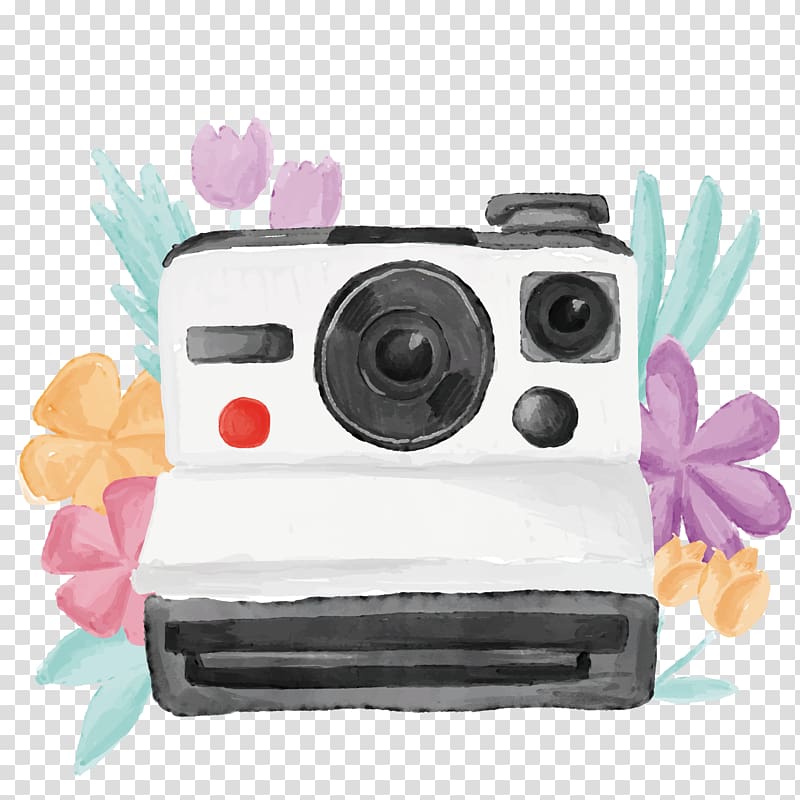 Polaroid Corporation Watercolor painting Camera, Camera transparent background PNG clipart