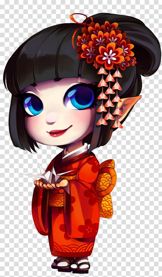 Geisha Drawing Chibi Anime, lovely background transparent background PNG clipart