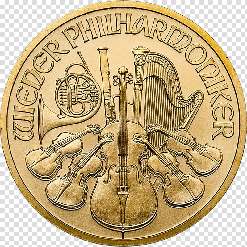 Austrian Silver Vienna Philharmonic Bullion coin Austrian Mint, gold coins transparent background PNG clipart