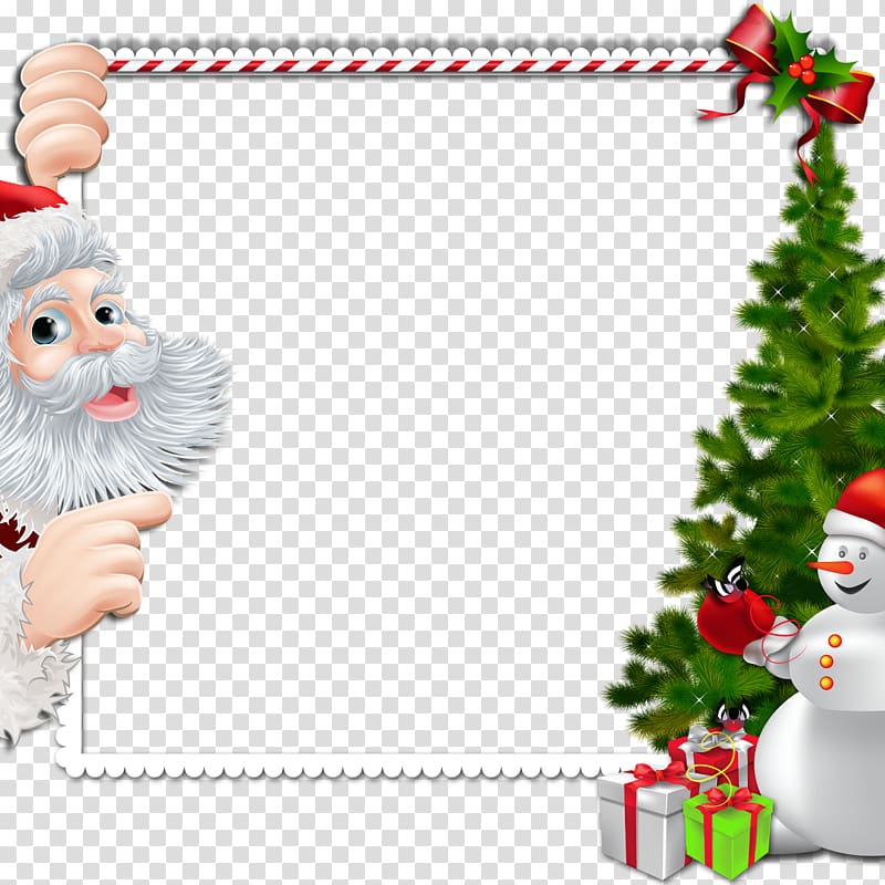 Christmas-themed frame illustration, Chritstmas Frame Santa Claus Snowman transparent background PNG clipart