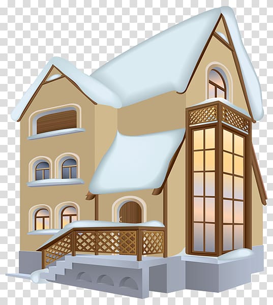 House Winter , European-style hand-painted snow house transparent background PNG clipart