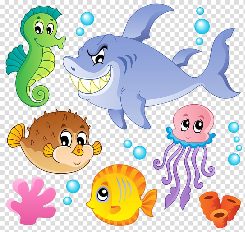 aquatic animals at the bottom of the sea transparent background PNG clipart