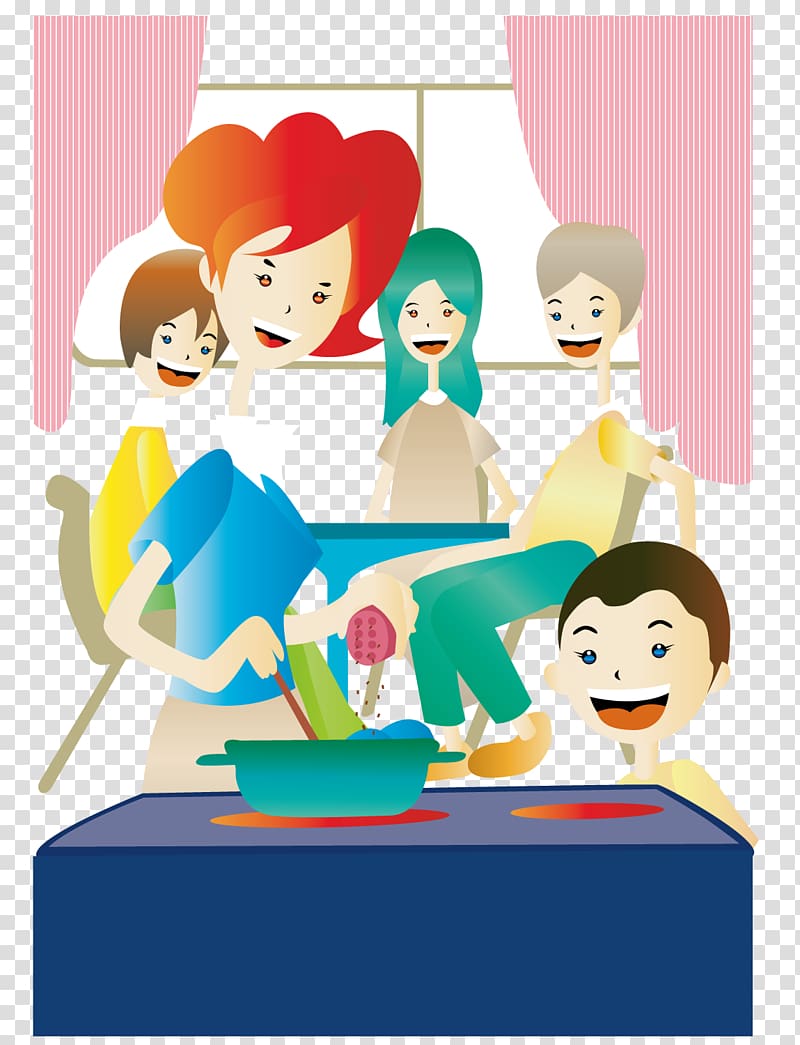 Housewife Illustration, Family to eat transparent background PNG clipart
