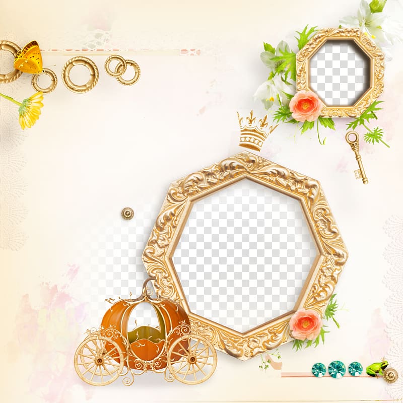 two brown framed mirrors , frame Page layout , Gold Frame transparent background PNG clipart