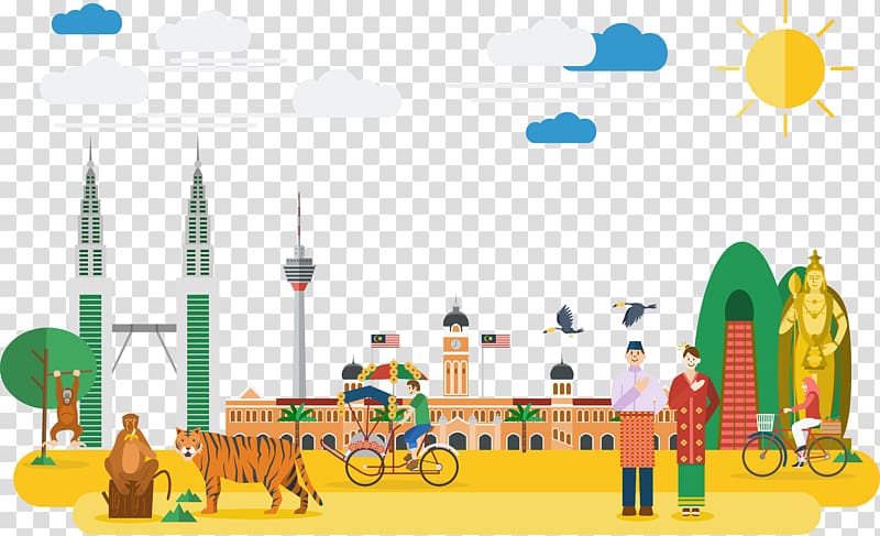 Malaysia town illustration, Flag of Malaysia Icon, Park transparent background PNG clipart