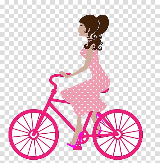Bicycle Cycling Girl , Cute girl riding a bicycle transparent background PNG clipart