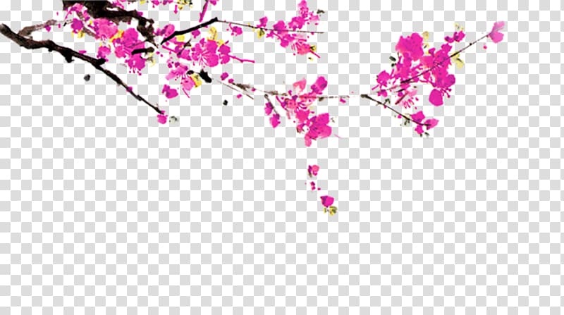 pink sakura tree illustration, Chinese New Year , Plum Corner transparent background PNG clipart