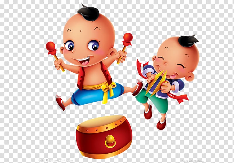 Chinese New Year Gong, Cute cartoon doll transparent background PNG clipart