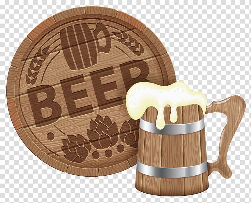 brown beer mug , Beer Barrel Keg , Oktoberfest Beer Barrel and Mug transparent background PNG clipart