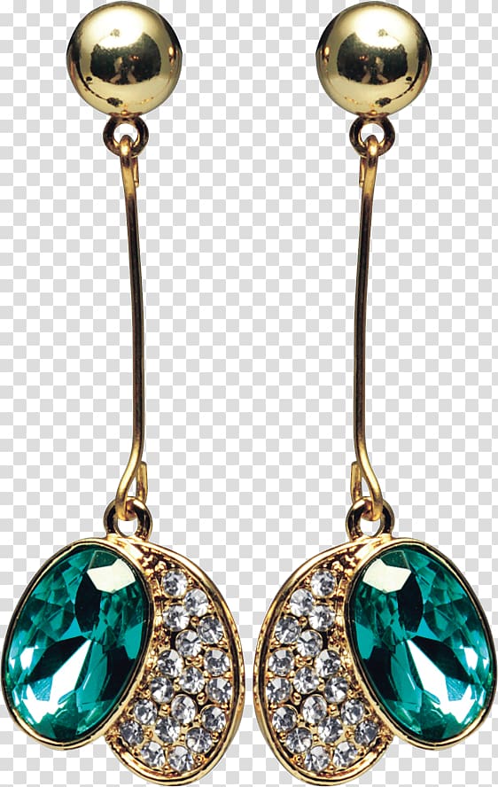 pair of gold-colored jewelries with green gemstones, Earring Fashion accessory, Earrings,earring transparent background PNG clipart
