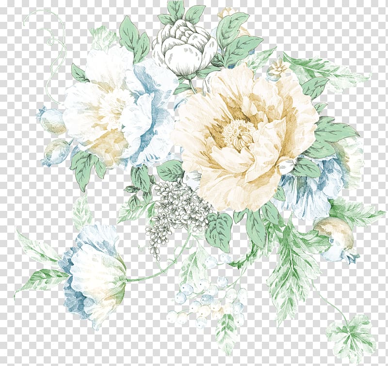 white flowers in bloom illustration, Flower Poster , Hand-painted flowers transparent background PNG clipart