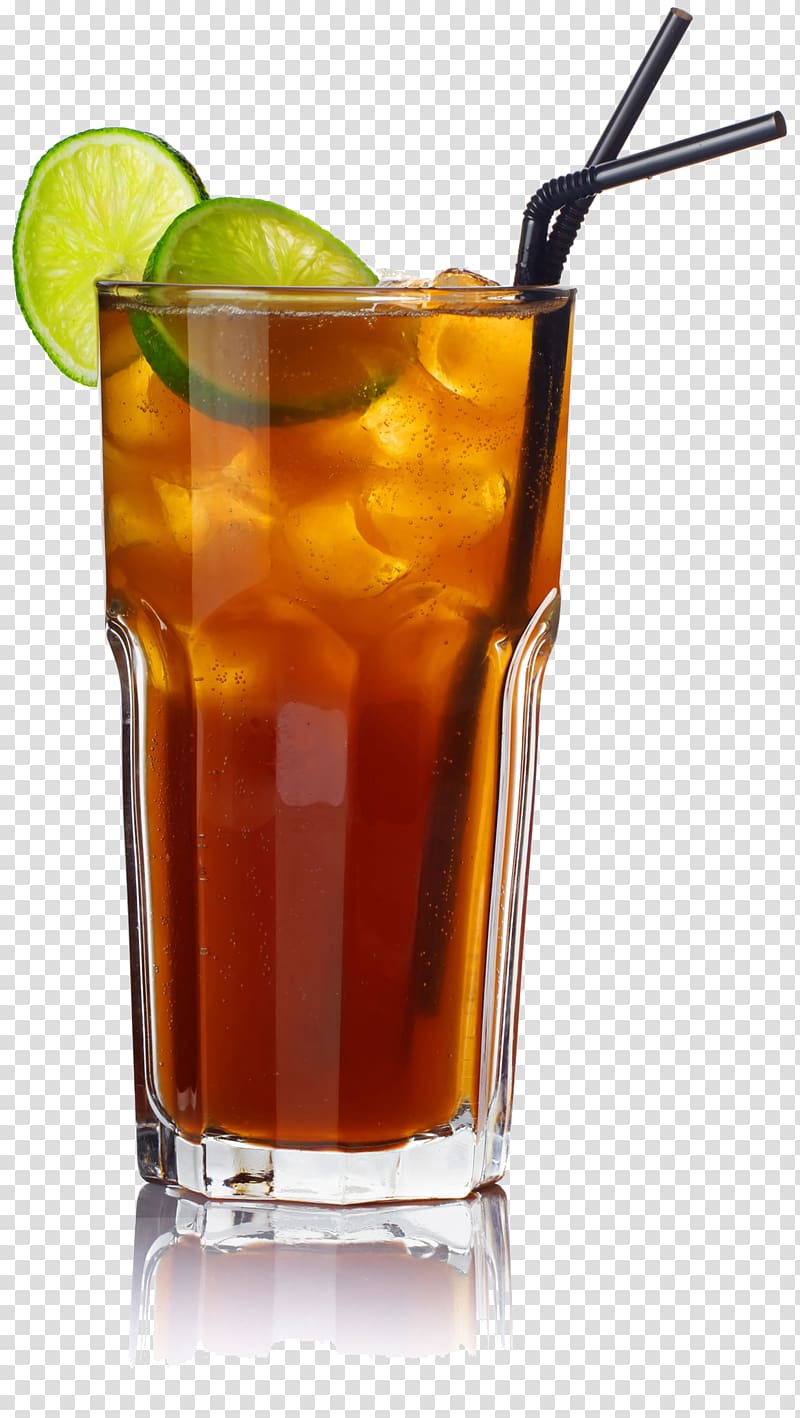 drinking glass filled with juice with black straw illustration, Long Island Iced Tea Cocktail Mojito Triple sec, cocktail transparent background PNG clipart
