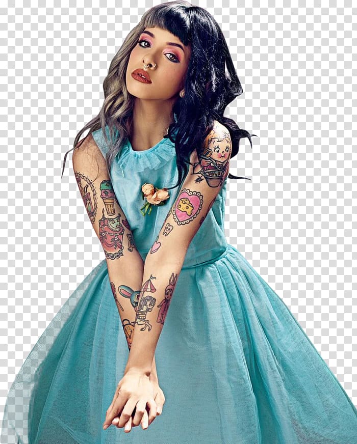 woman wearing green dress standing, Melanie Martinez Musician Singer-songwriter, hand painted transparent background PNG clipart