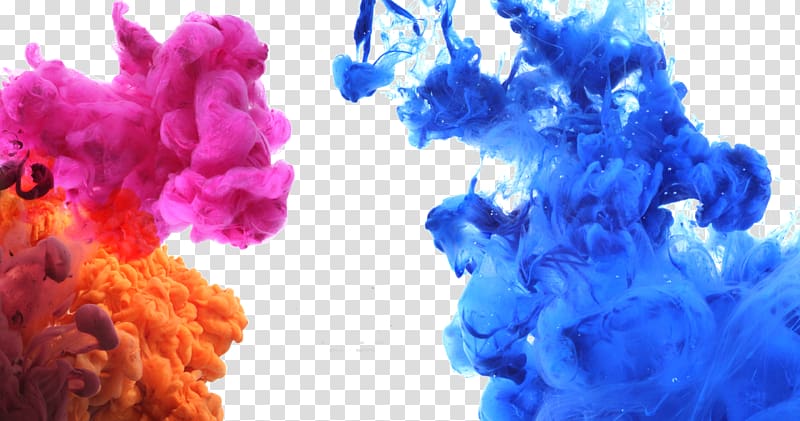 Color Acrylic paint Ink, Water blooming color ink, blue and pink smoke ...