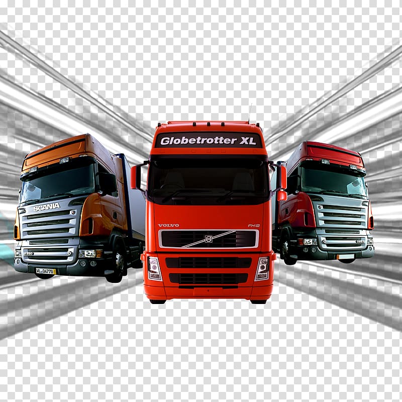 Cargo Logistics Transport Truck, Three domineering truck trailer transparent background PNG clipart