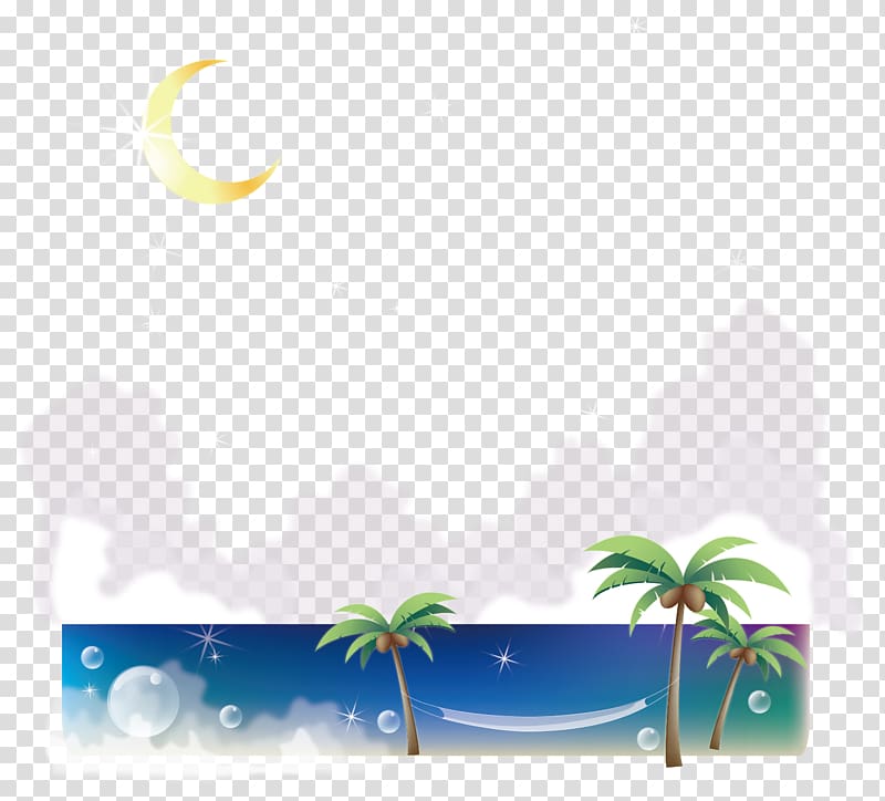 Coconut Euclidean , Moon Coconut tree sea poster transparent background PNG clipart